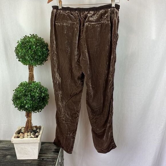 Anthropologie Elevenses Brown Crushed Velvet Casual Athleisure Pants S - Picture 3 of 6